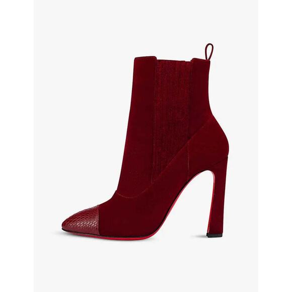 Christian Louboutin Me In The 90S 100 Tanin Red Suede Short Heel Ankle Boot 37 - Picture 3 of 12